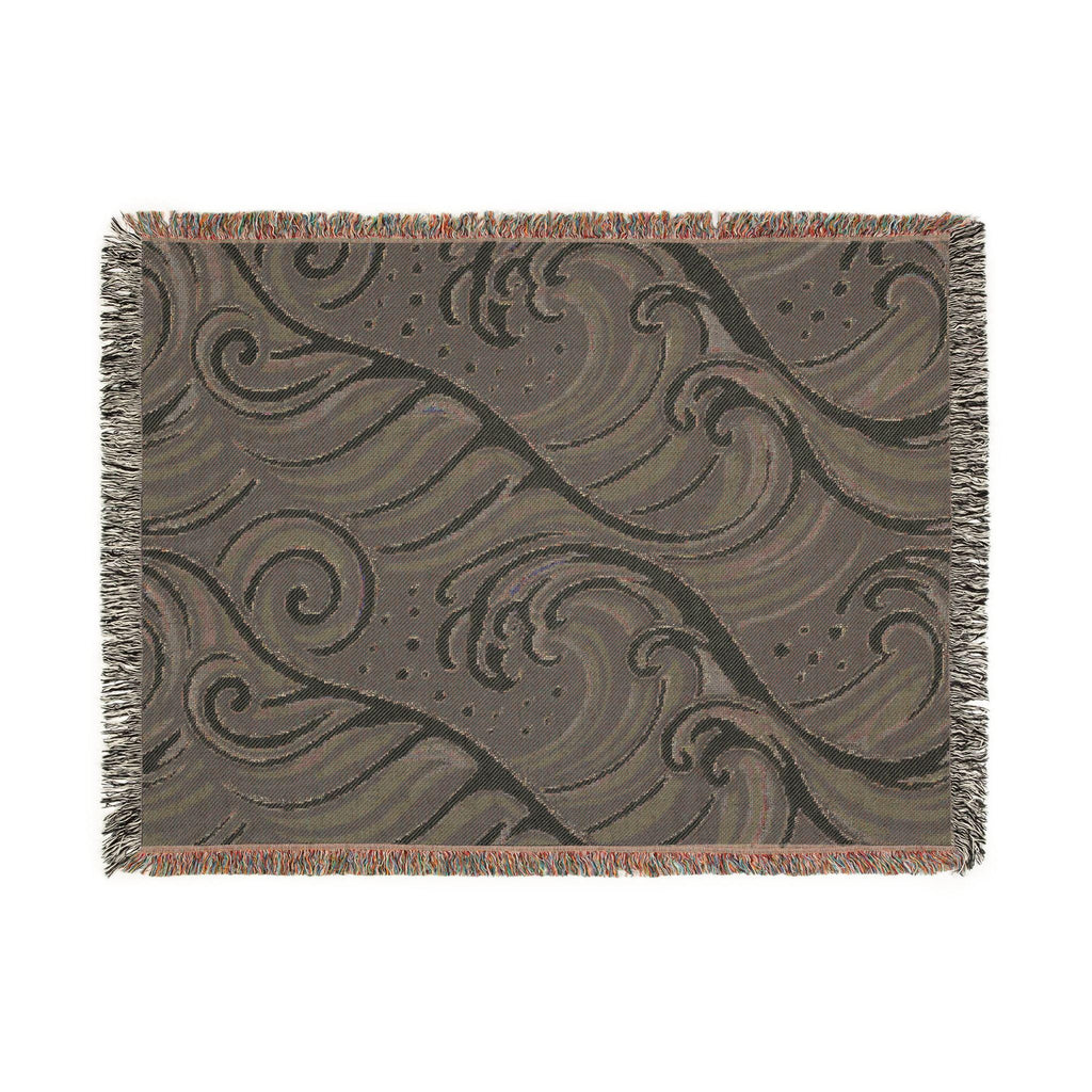 Ocean Wave Pattern Woven Blanket | Nautical Blue Throw