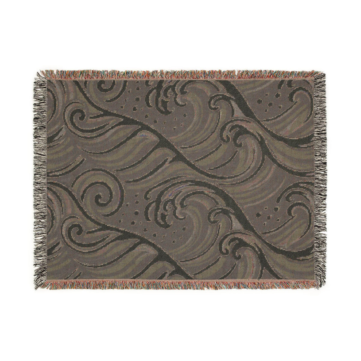 Ocean Wave Pattern Woven Blanket | Nautical Blue Throw