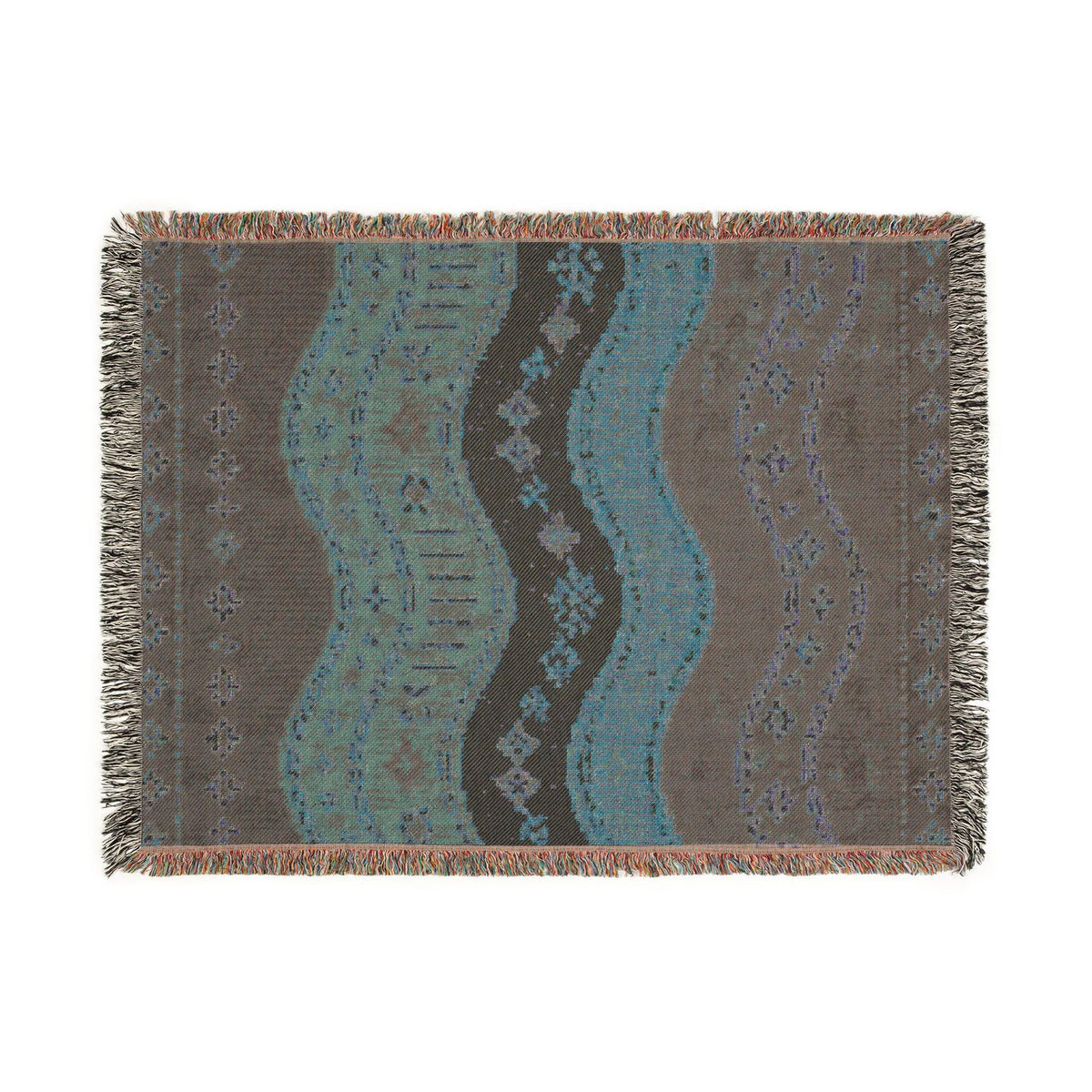 Southwestern Wave Pattern Woven Blanket | Boho Aztec Throw
