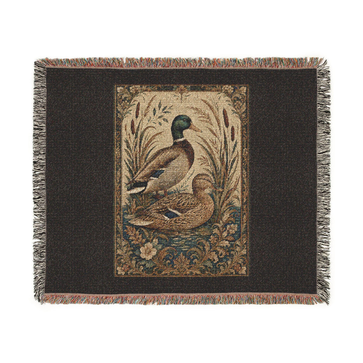 Mallard Duck Tapestry Woven Blanket | Rustic Wildlife Throw, Farmhouse Decor