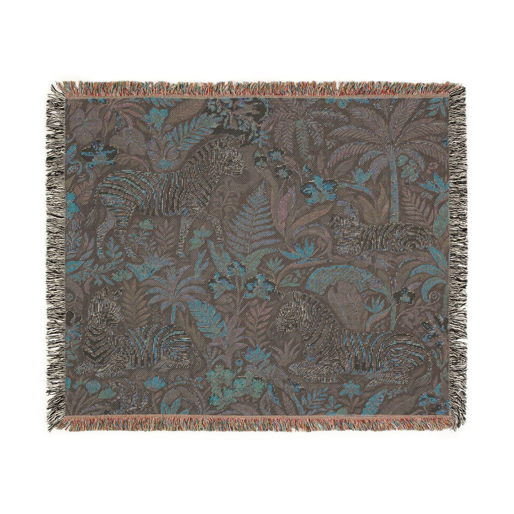 Jungle Zebra Tapestry Woven Blanket | Safari Animal Pattern Throw