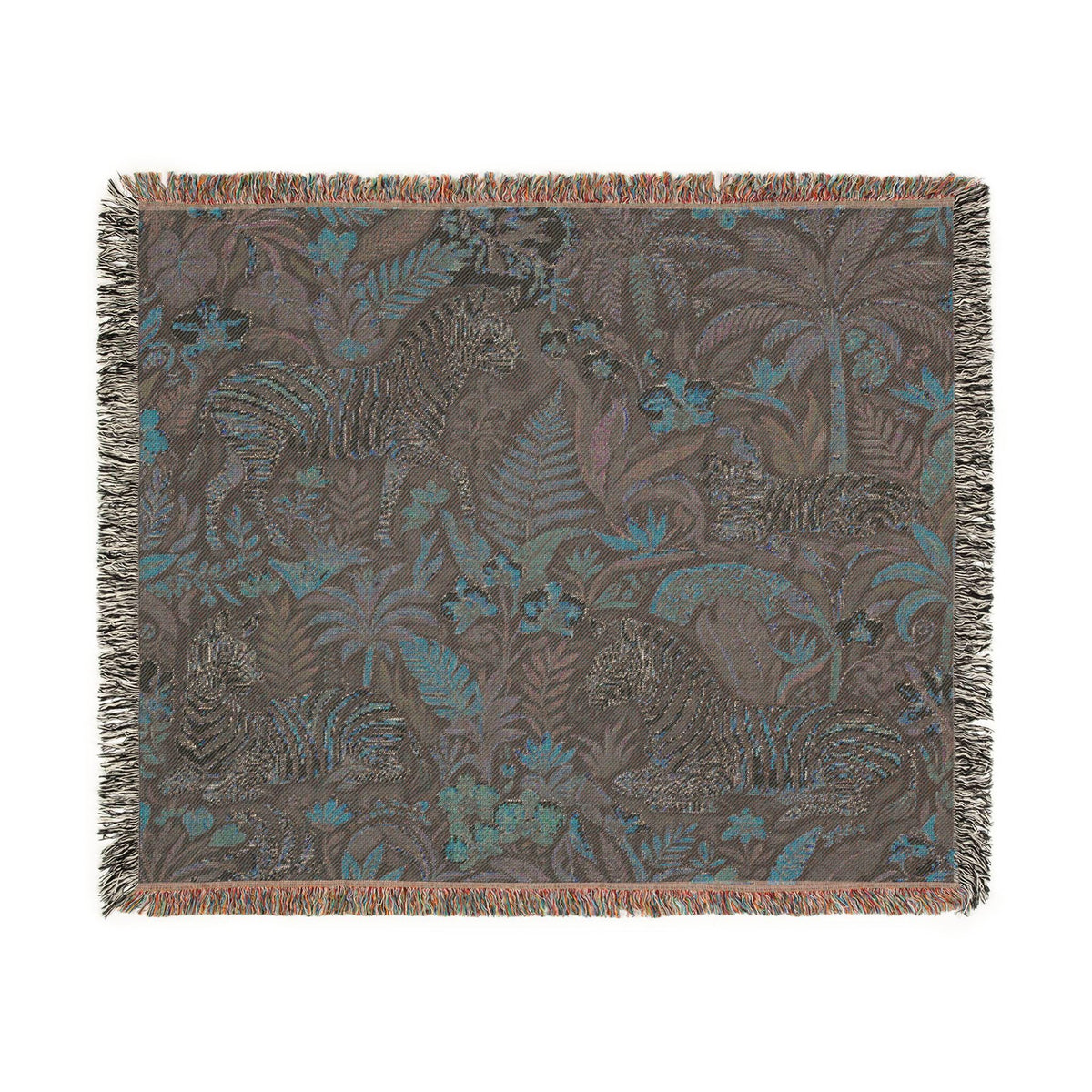 Jungle Zebra Tapestry Woven Blanket | Safari Animal Pattern Throw