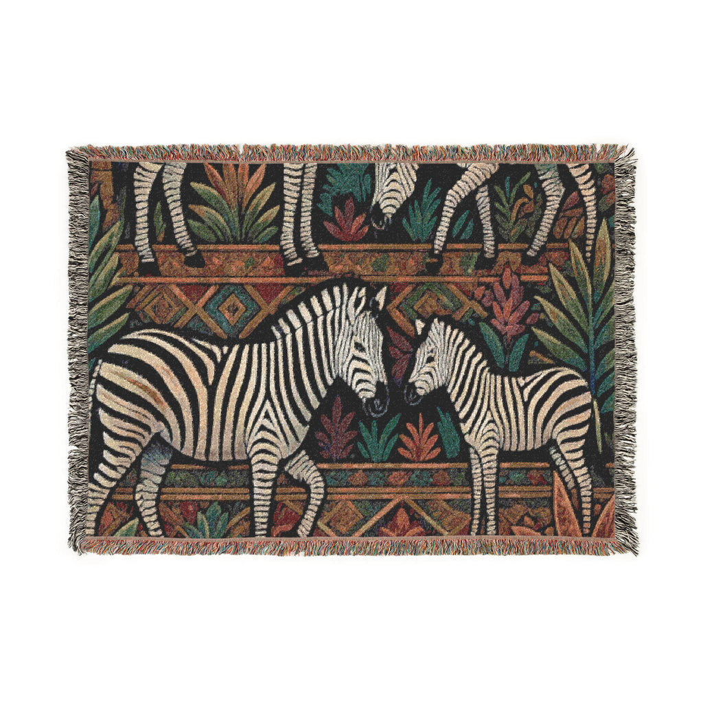 Zebra Tapestry Woven Blanket | African Safari Animal Throw