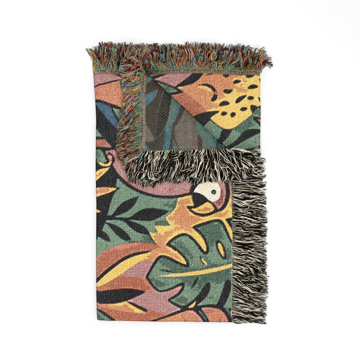 Bold Tropical Woven Blanket, Tropical Leaves Pattern Throw