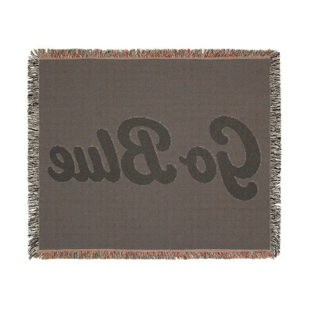 Go Blue script logo Woven Blanket | Collegiate navy and gold throw