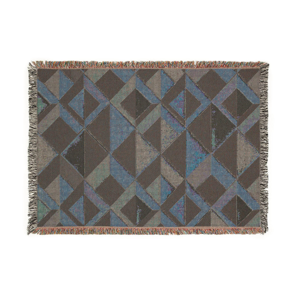 Geometric Art Deco Woven Blanket | Mid-Century Diamond Pattern Throw