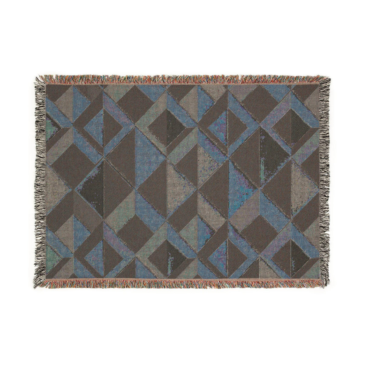 Geometric Art Deco Woven Blanket | Mid-Century Diamond Pattern Throw