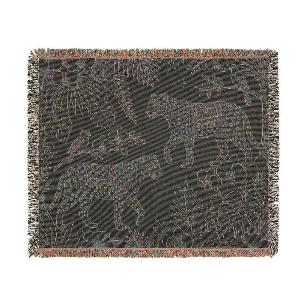 Tropical Leopard Woven Blanket I Animal Throw