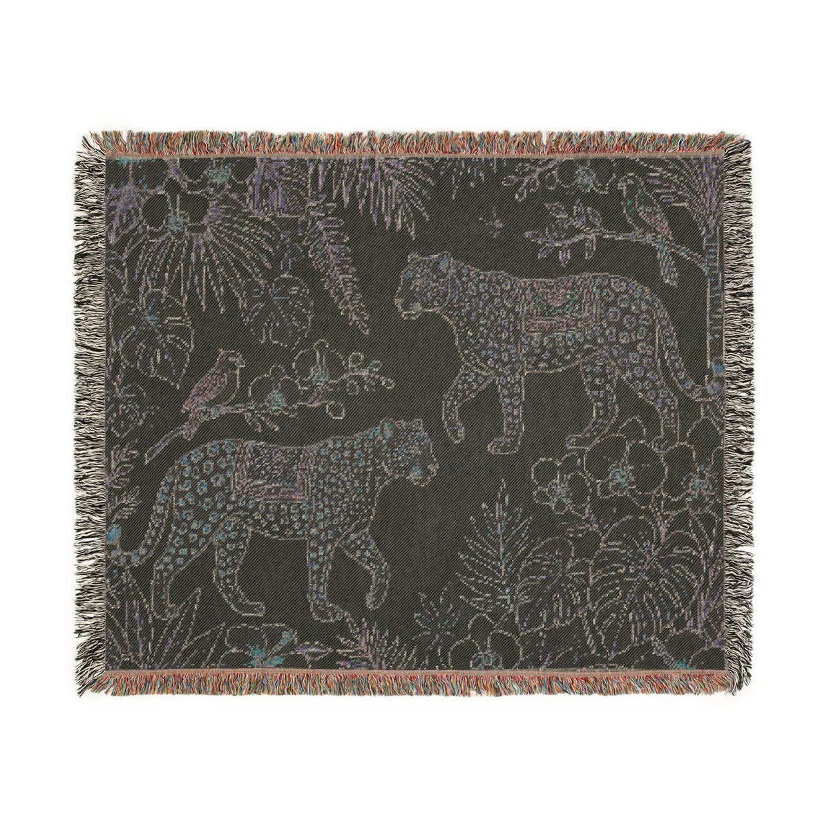 Tropical Leopard Woven Blanket I Animal Throw