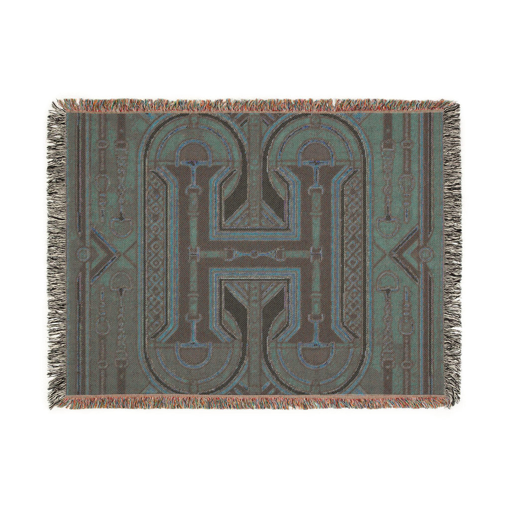 Rustic Geometric Throw, Southwestern Equestrian Initial Tapestry
