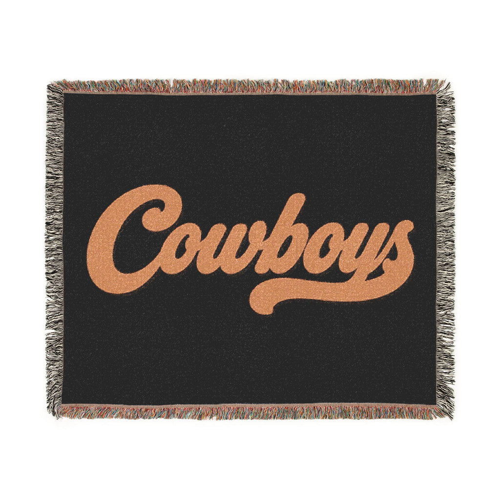 Cowboys Script Woven Blanket | Retro Script Throw, Western Team Decor