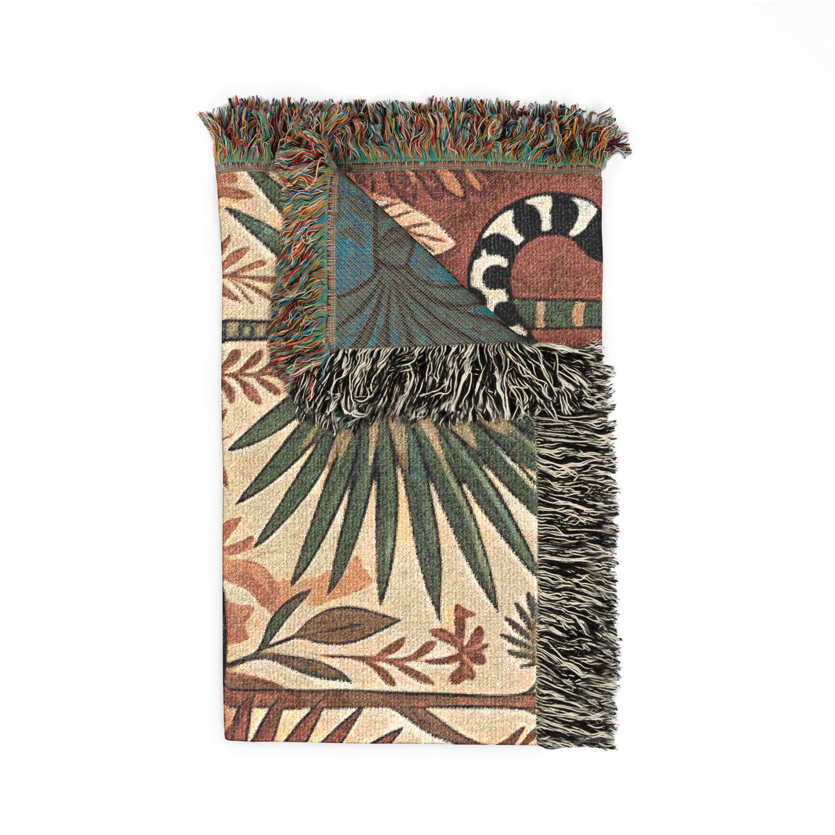 Leopard Tapestry Woven Blanket | Jungle Botanical Motif, Boho Throw