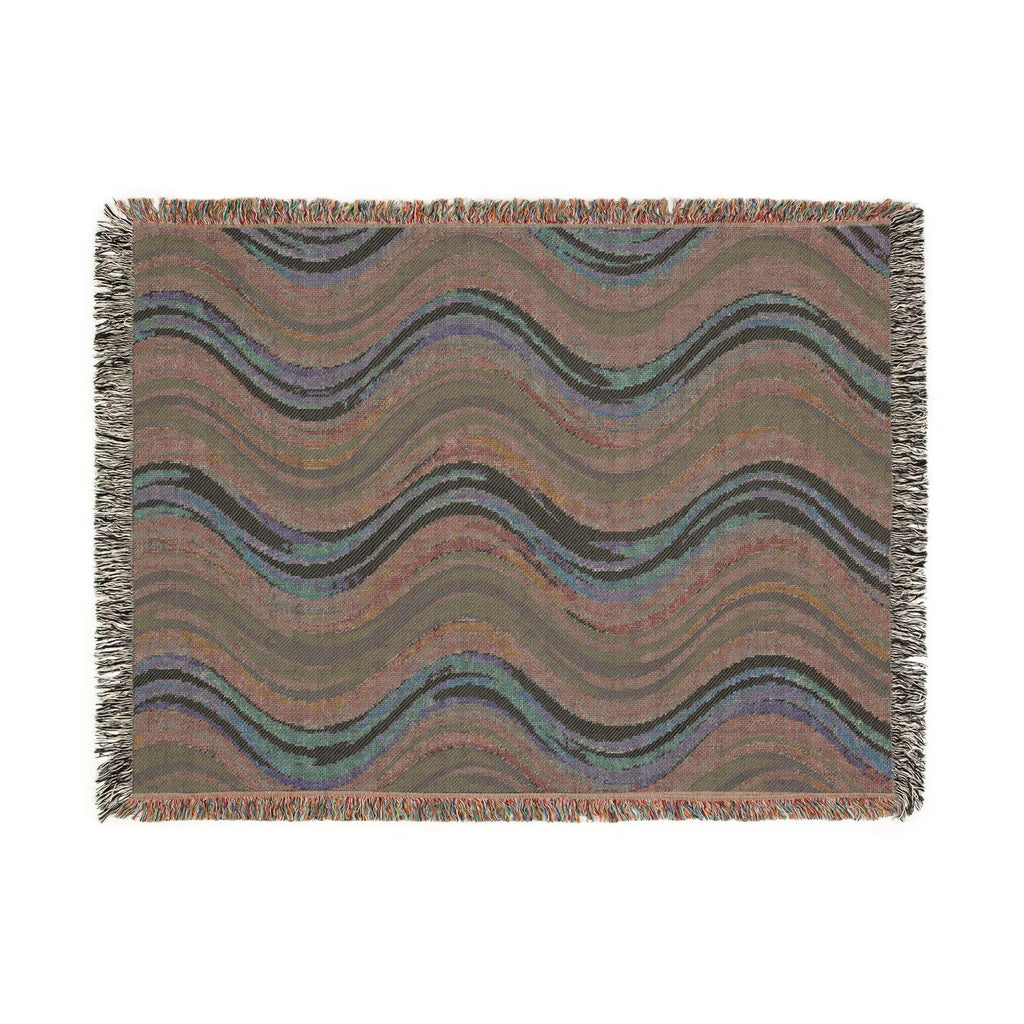 Ocean Wave Pattern Woven Blanket | Blue Teal Coastal Throw