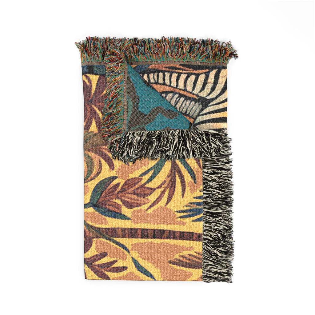 Zebra Tapestry Woven Blanket | Safari Animal Throw, Decorative Fringe Blanket