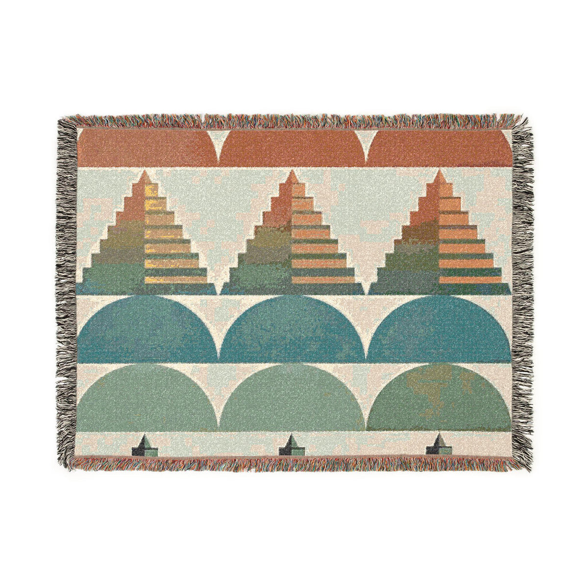 Southwest Geo Pattern Woven Blanket | Pyramid Arc Throw, Earth Tones