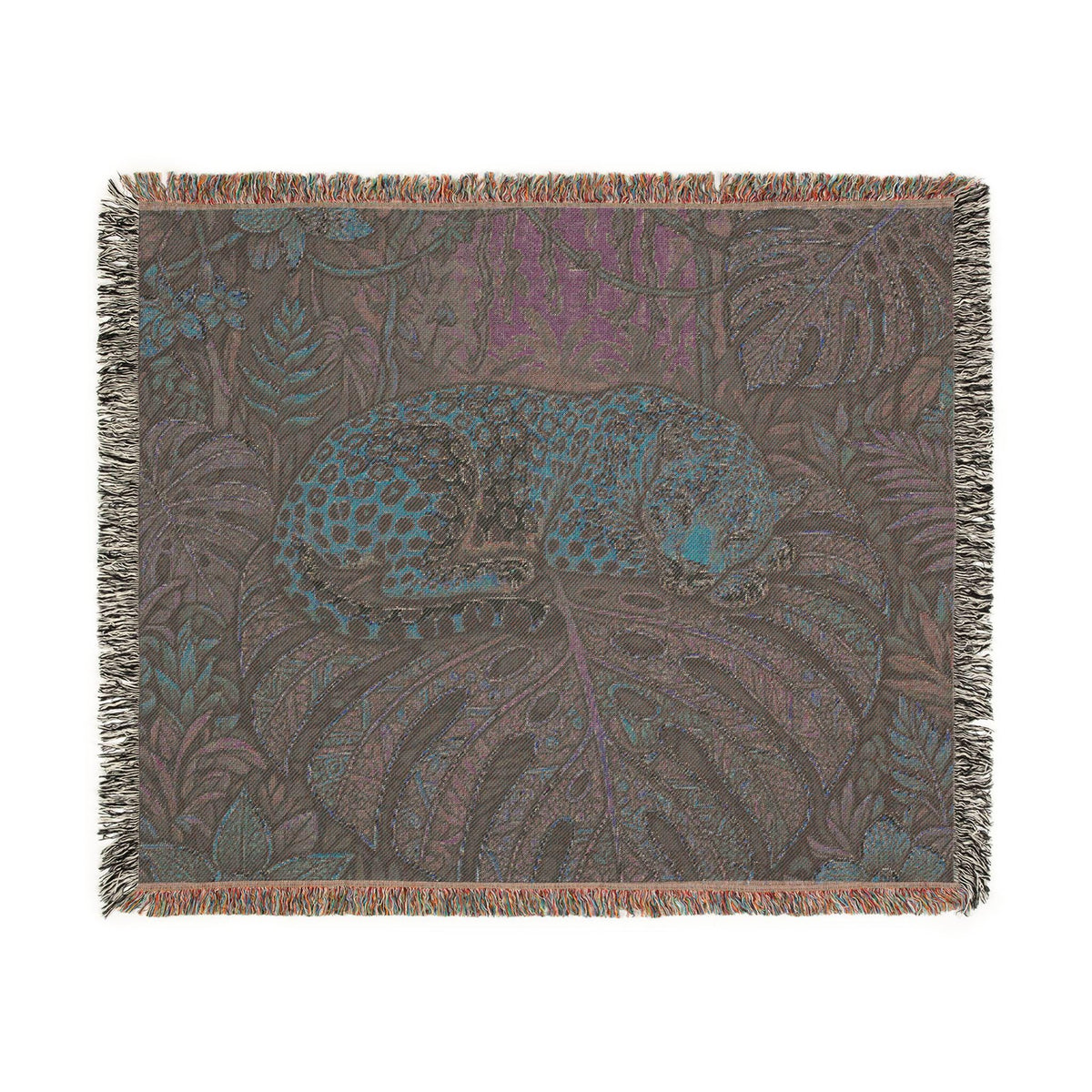 Sleeping Leopard Woven Blanket | Jungle Tapestry Throw, Boho Animal Decor