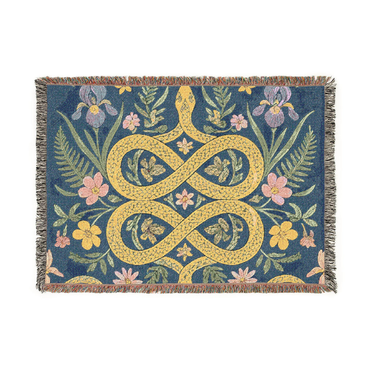 Floral Infinity Knot Woven Blanket | Boho Tapestry Throw