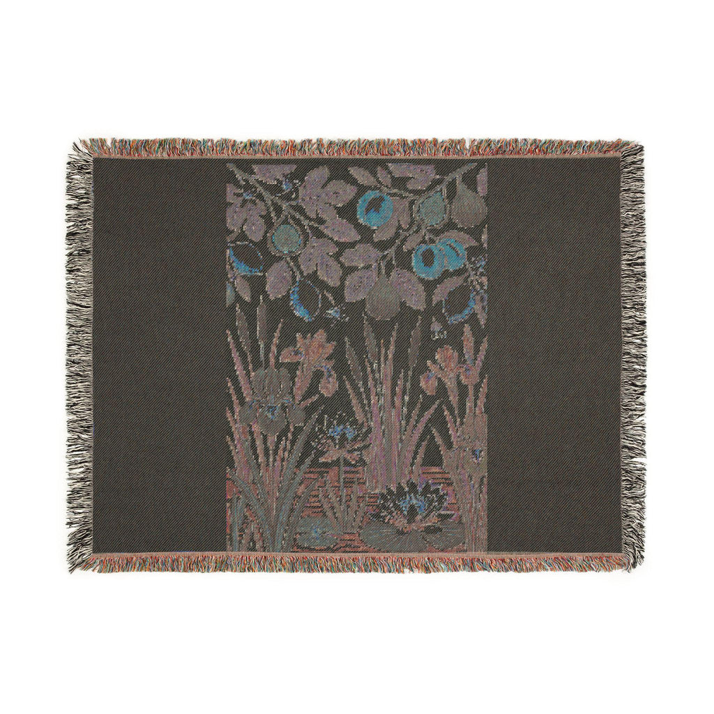 Botanical Panel Woven Blanket | Floral Fruit Tapestry Throw
