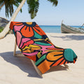 Retro Floral Pop Art Beach Towel