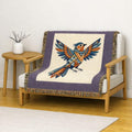 Geometric Feathered Bird Woven Blanket | Tribal Bird Throw