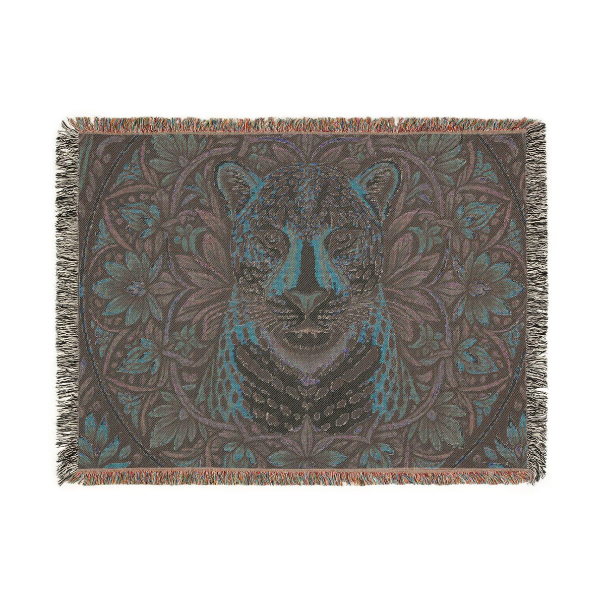 Vintage Leopard Tapestry Woven Blanket | Boho Floral Throw, Animal Wall Hanging