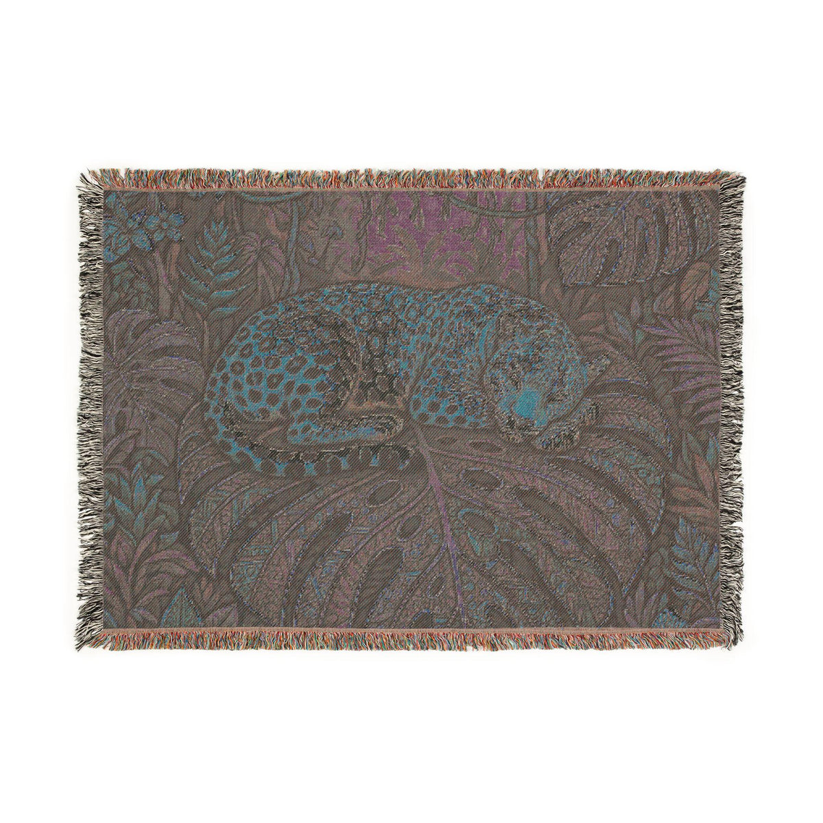 Sleeping Leopard Woven Blanket | Jungle Tapestry Throw, Boho Animal Decor