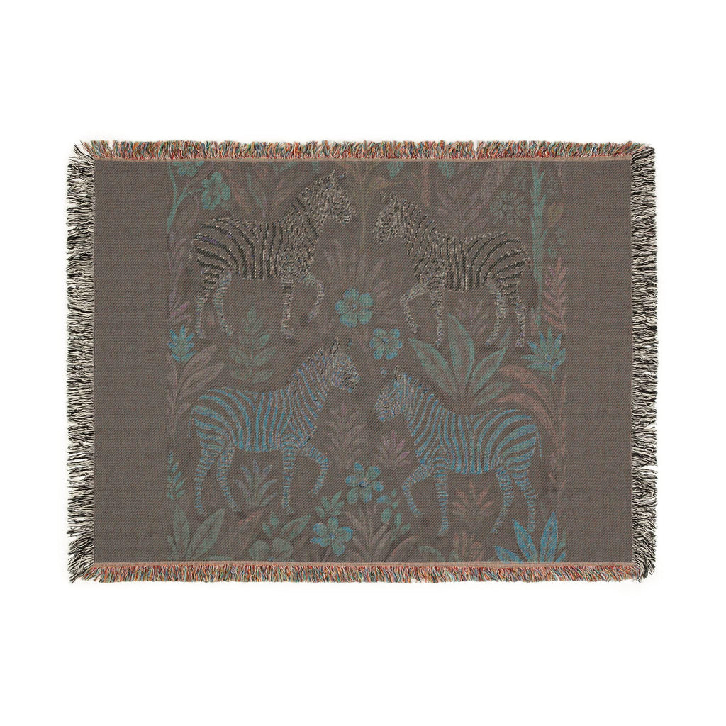 Zebra Jungle Tapestry Woven Blanket | Boho Animal Pattern