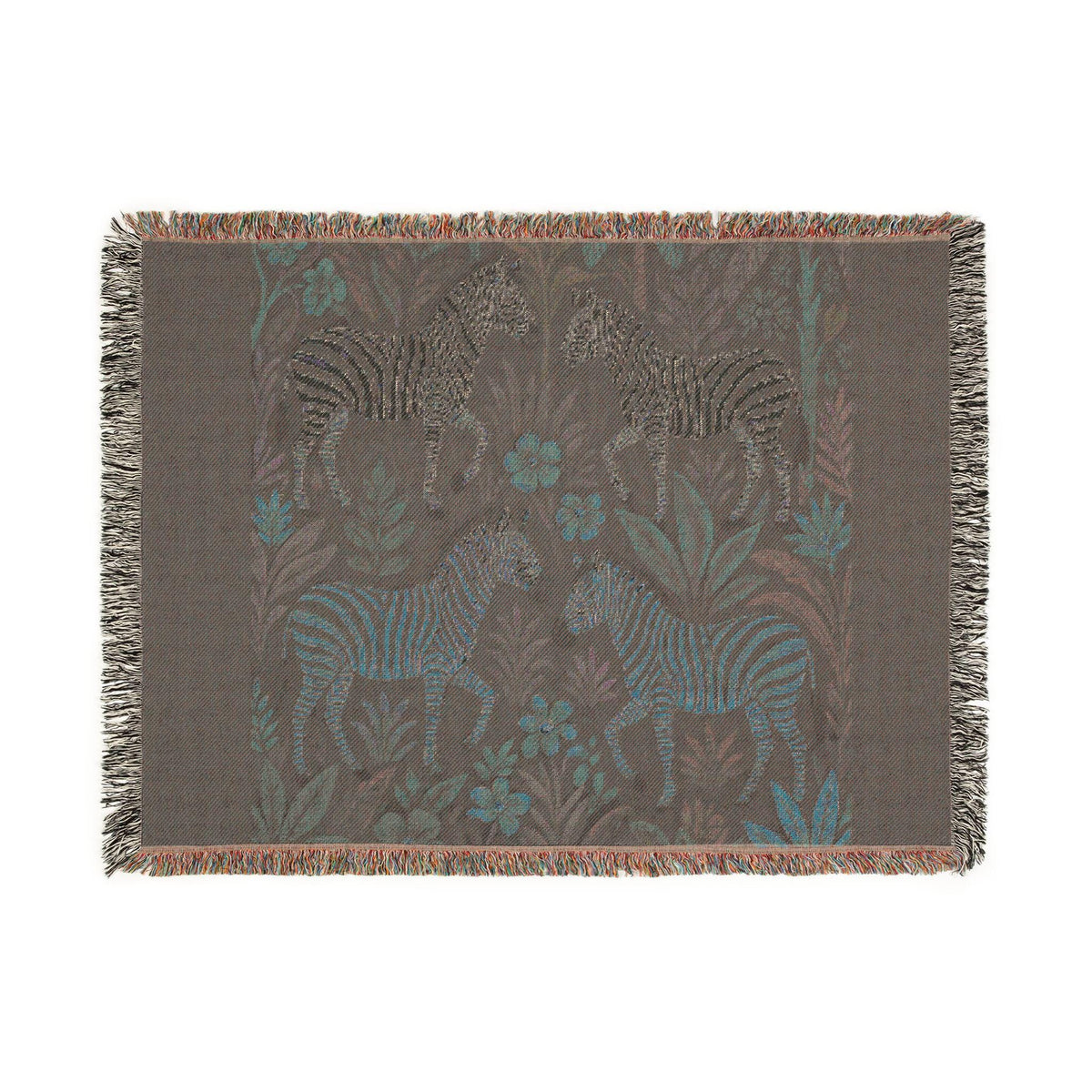Zebra Jungle Tapestry Woven Blanket | Boho Animal Pattern