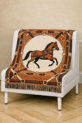 Equestrian Chic Woven Blanket | Horse Pattern Throw