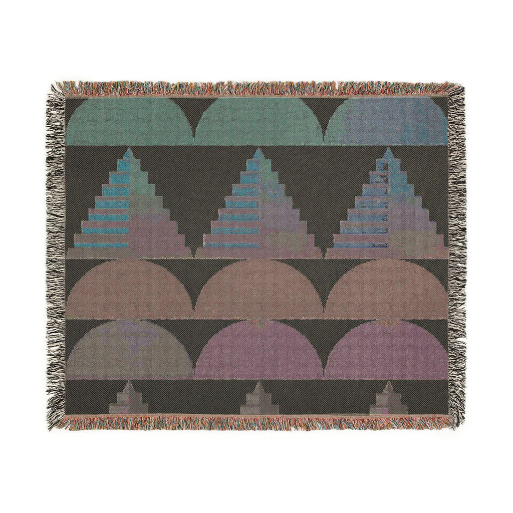 Southwest Geo Pattern Woven Blanket | Pyramid Arc Throw, Earth Tones