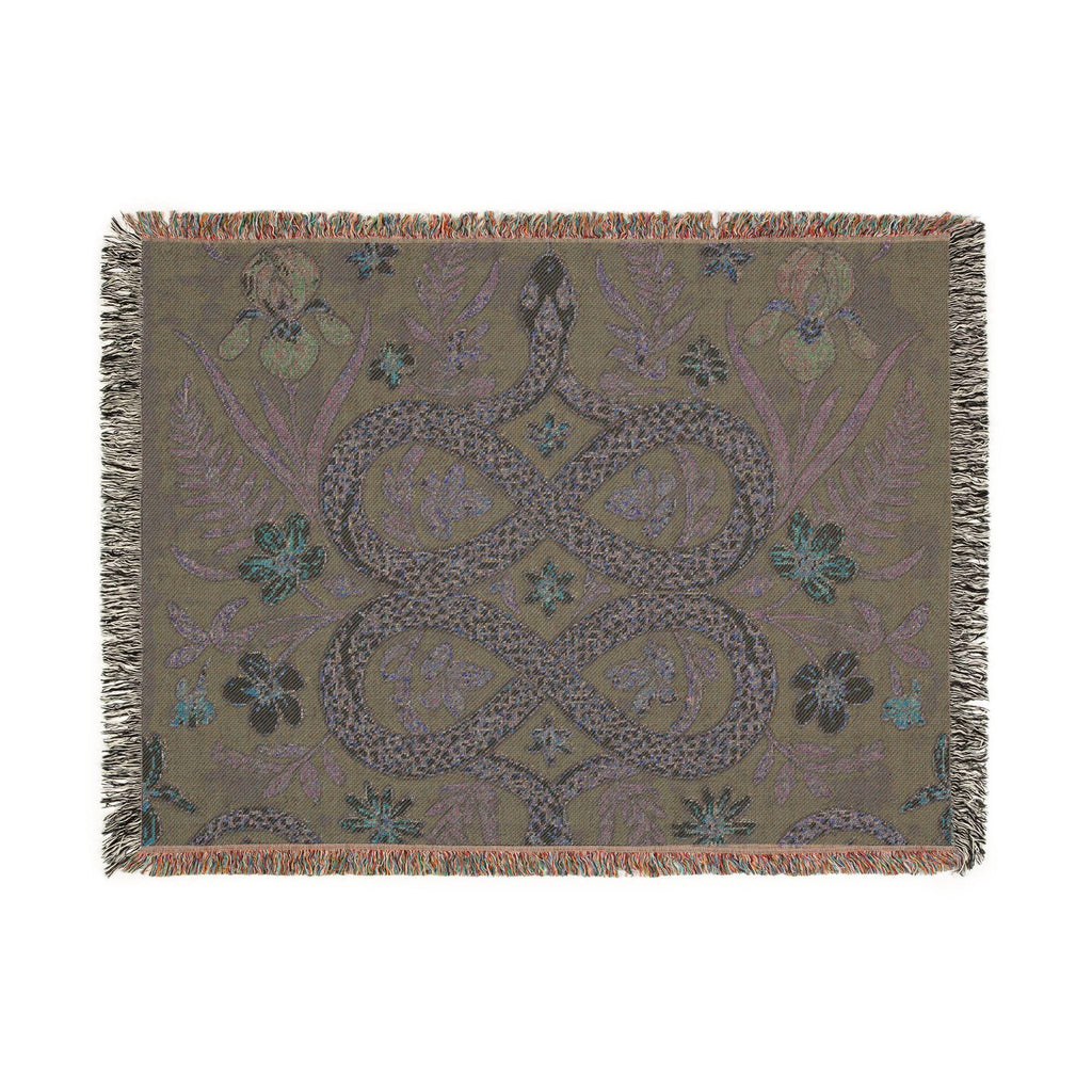 Floral Infinity Knot Woven Blanket | Boho Tapestry Throw
