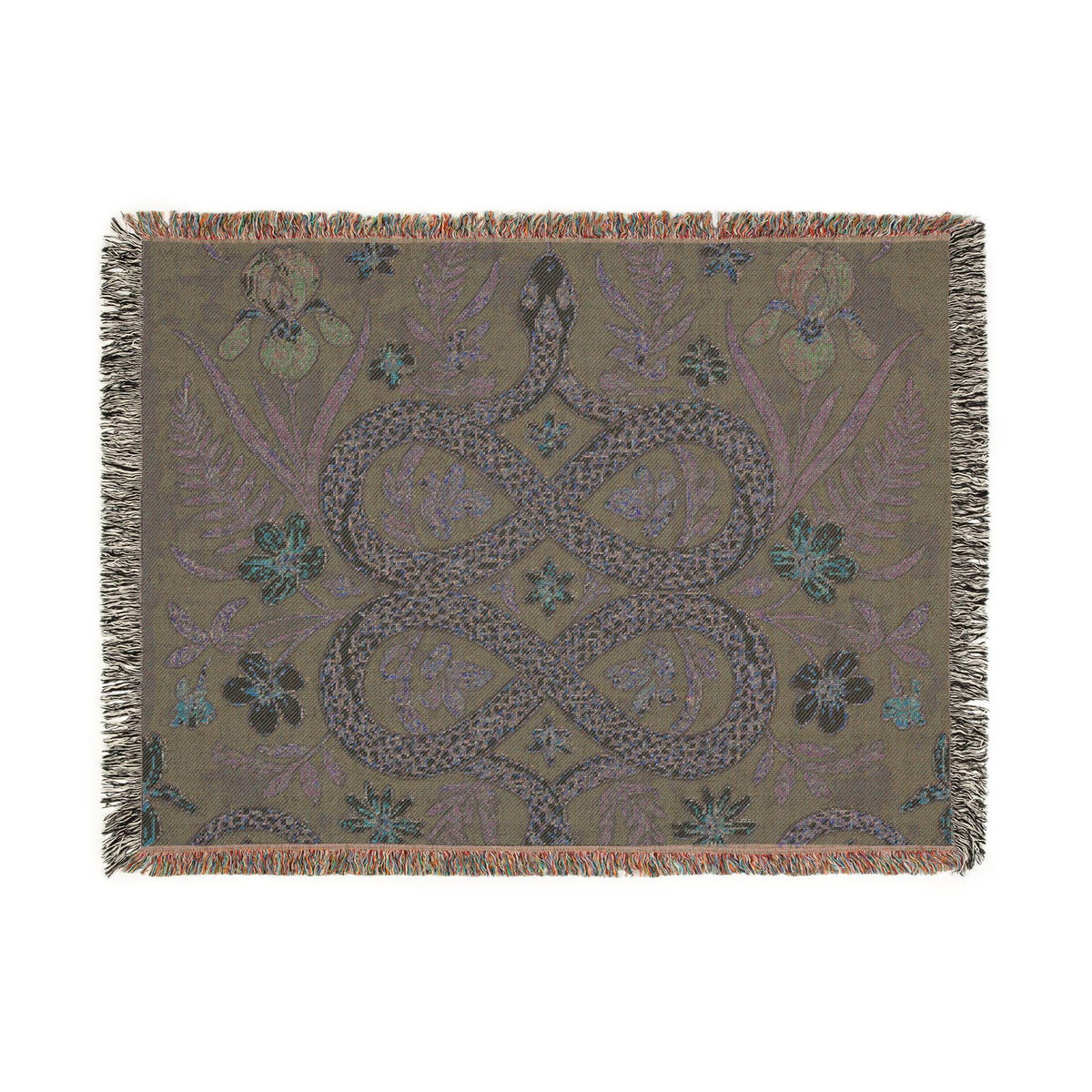 Floral Infinity Knot Woven Blanket | Boho Tapestry Throw