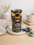 Bumblebee Lavender Floral Tumbler 20oz | Bee Garden Stainless Tumbler