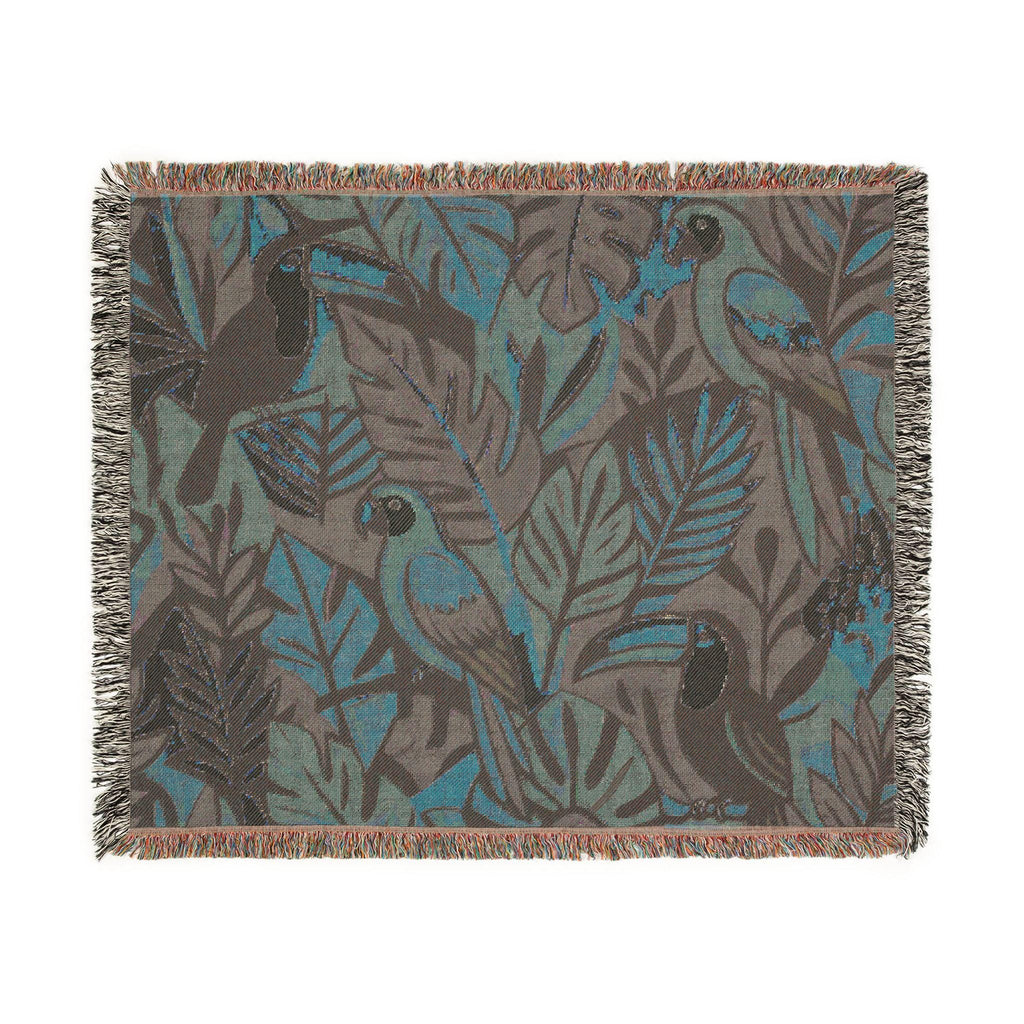 Bold Tropical Woven Blanket, Tropical Leaves Pattern Throw