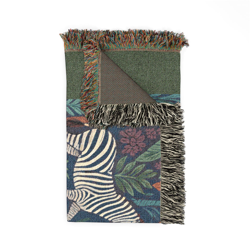 Zebra Jungle Tapestry Woven Blanket | Boho Animal Pattern