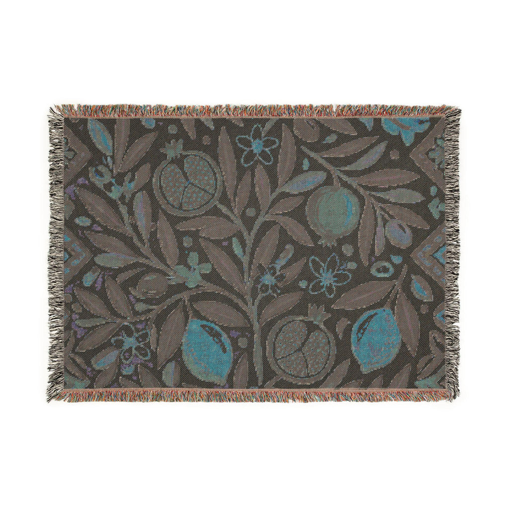 Pomegranate Olive Branch Woven Blanket | Botanical Throw