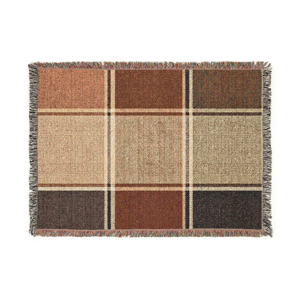 Plaid Patchwork Throw Blanket | Woven Fringe Cozy Living Room Decor