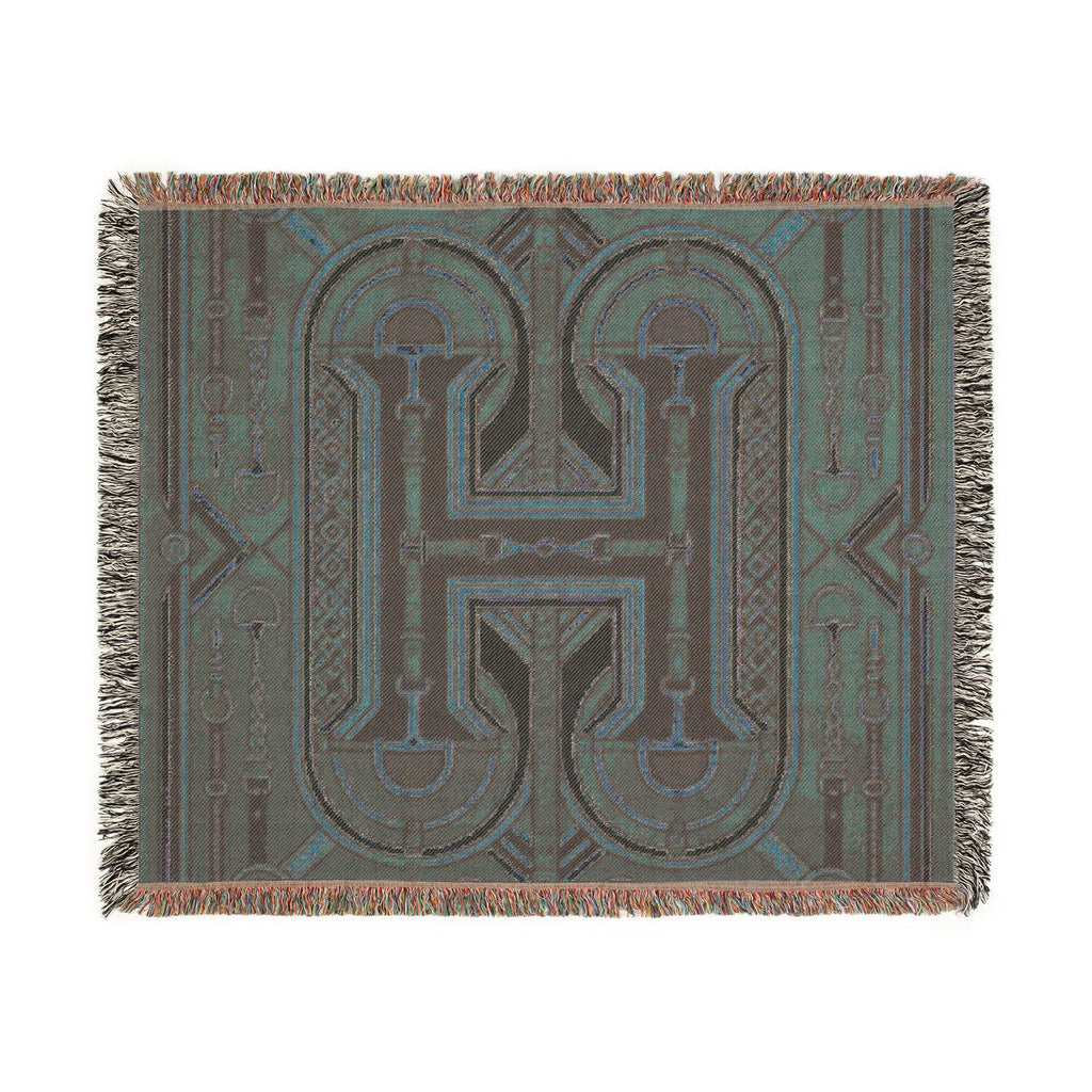 Rustic Geometric Throw, Southwestern Equestrian Initial Tapestry