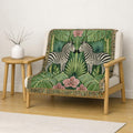 Art Deco Zebra Tapestry Woven Blanket | Jungle Palm Motif