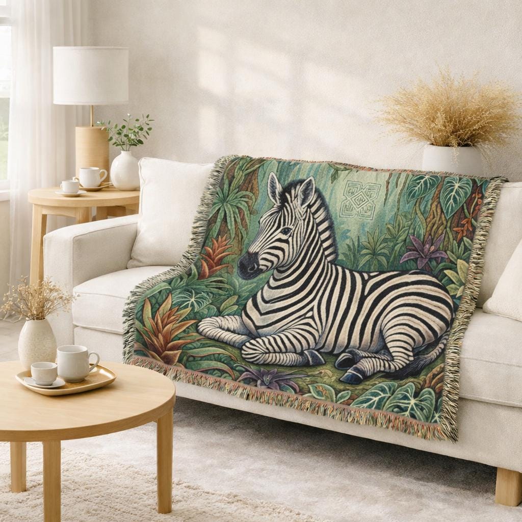 Zebra Jungle Botanical Throw