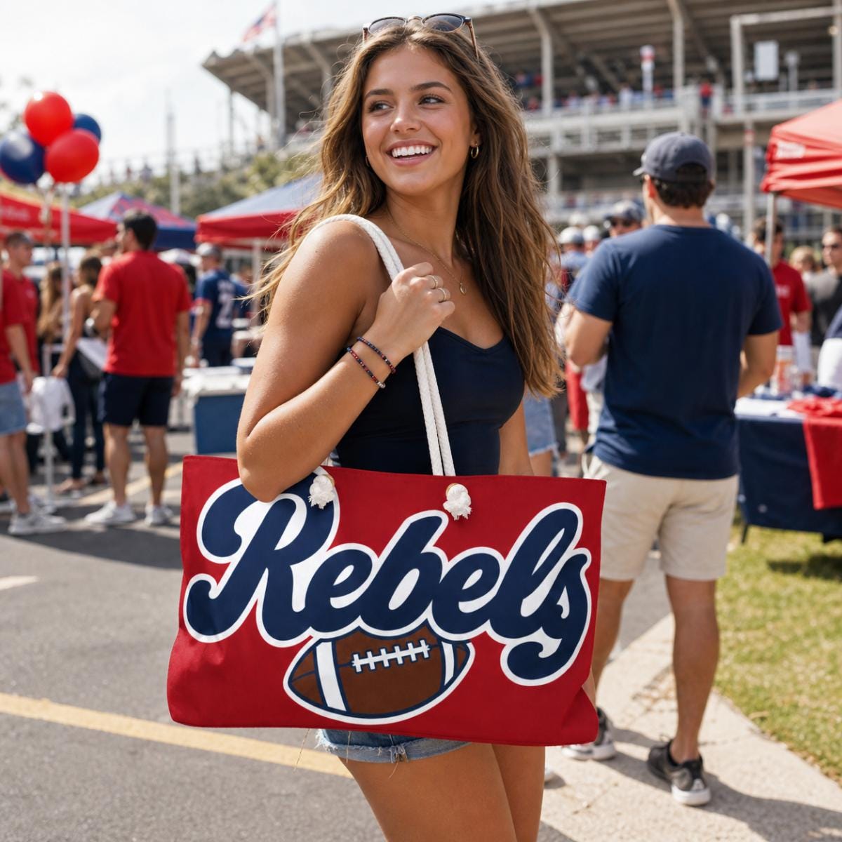 Rebels Football Script Weekender Bag | Red Navy Sports Tote