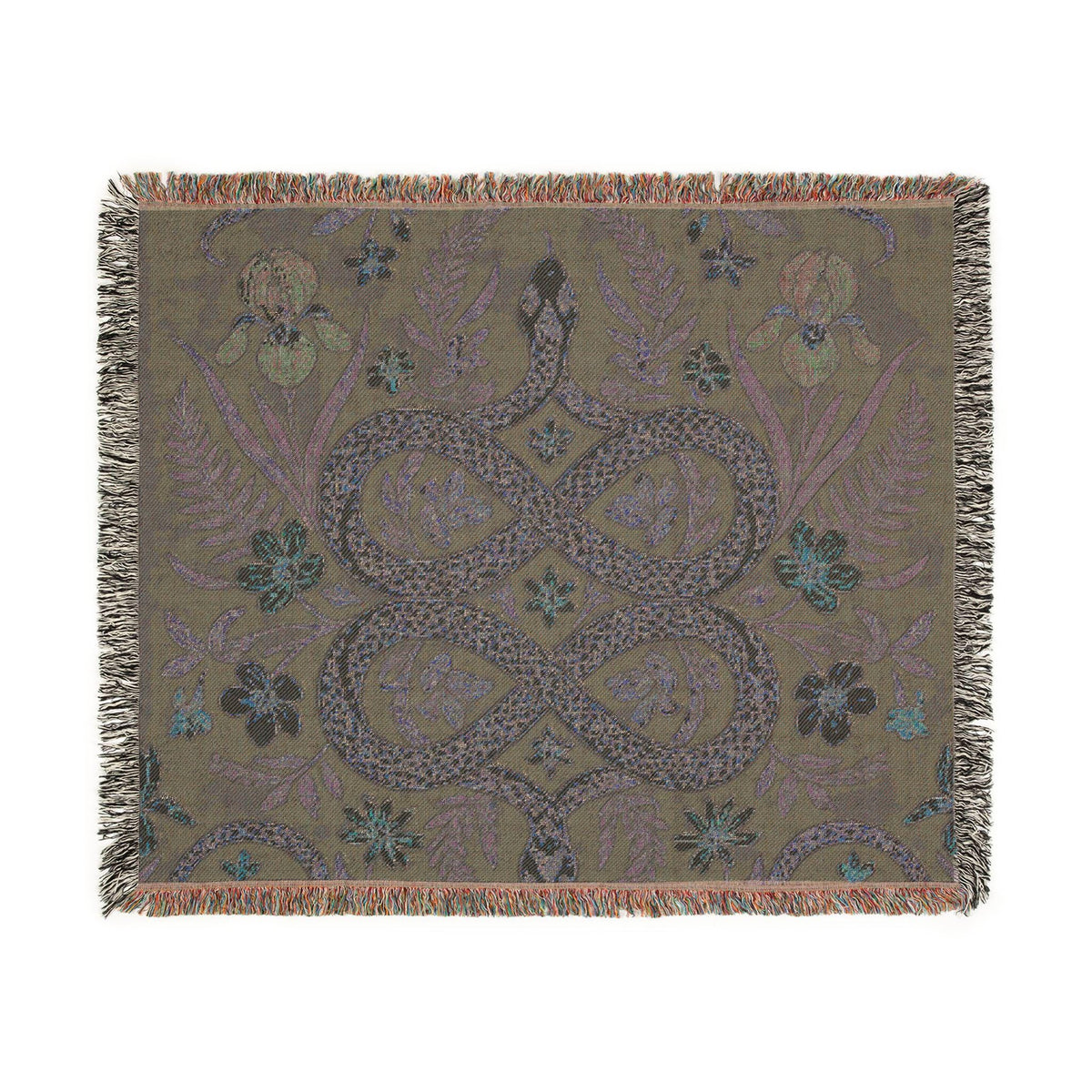 Floral Infinity Knot Woven Blanket | Boho Tapestry Throw