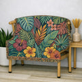 Tropical Floral Woven Blanket | Botanical Leaves Hibiscus Throw
