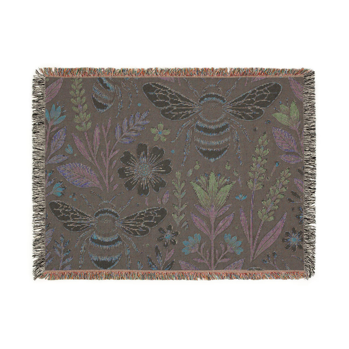 Bees and Wildflowers Woven Blanket | Bee Floral Throw