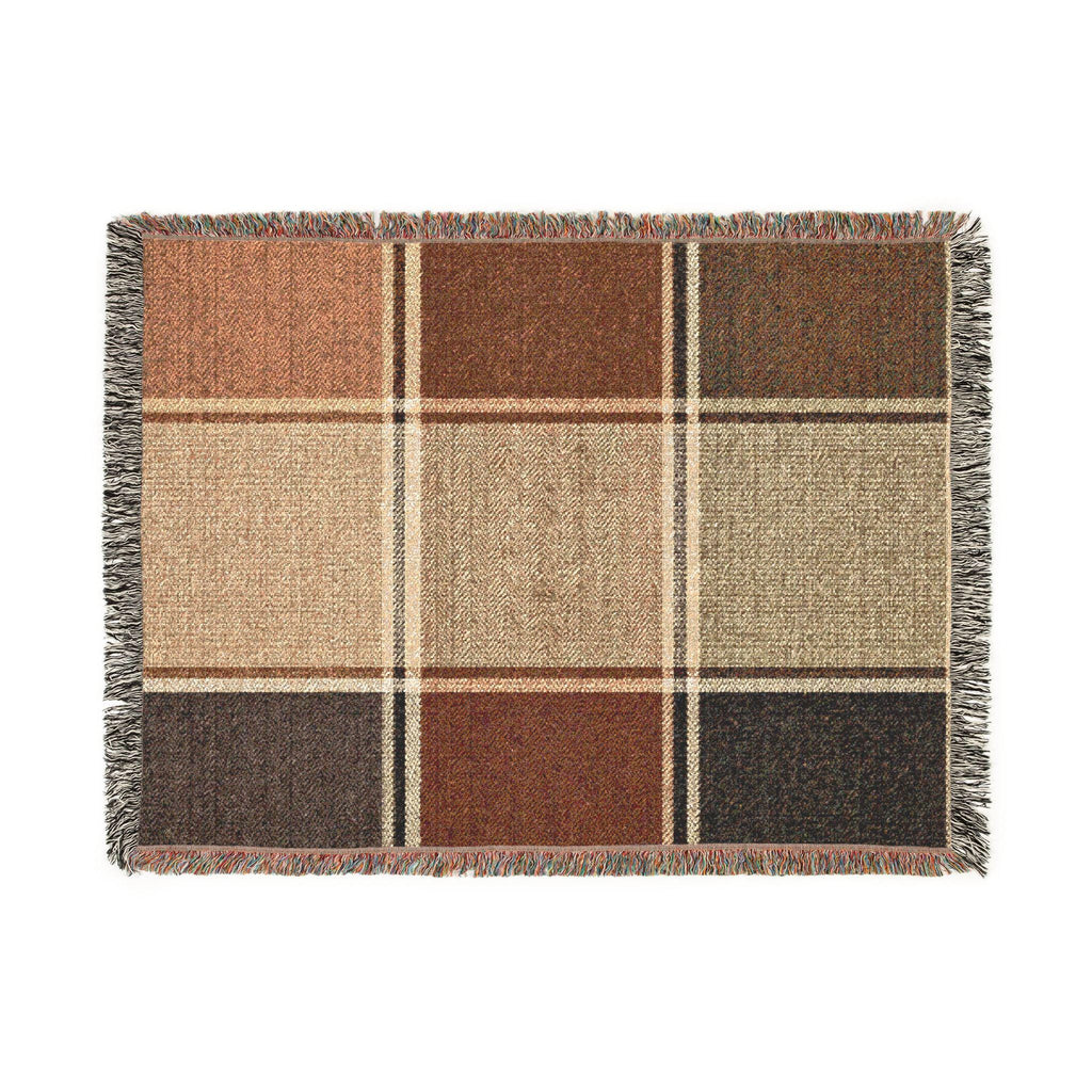 Plaid Patchwork Throw Blanket | Woven Fringe Cozy Living Room Decor