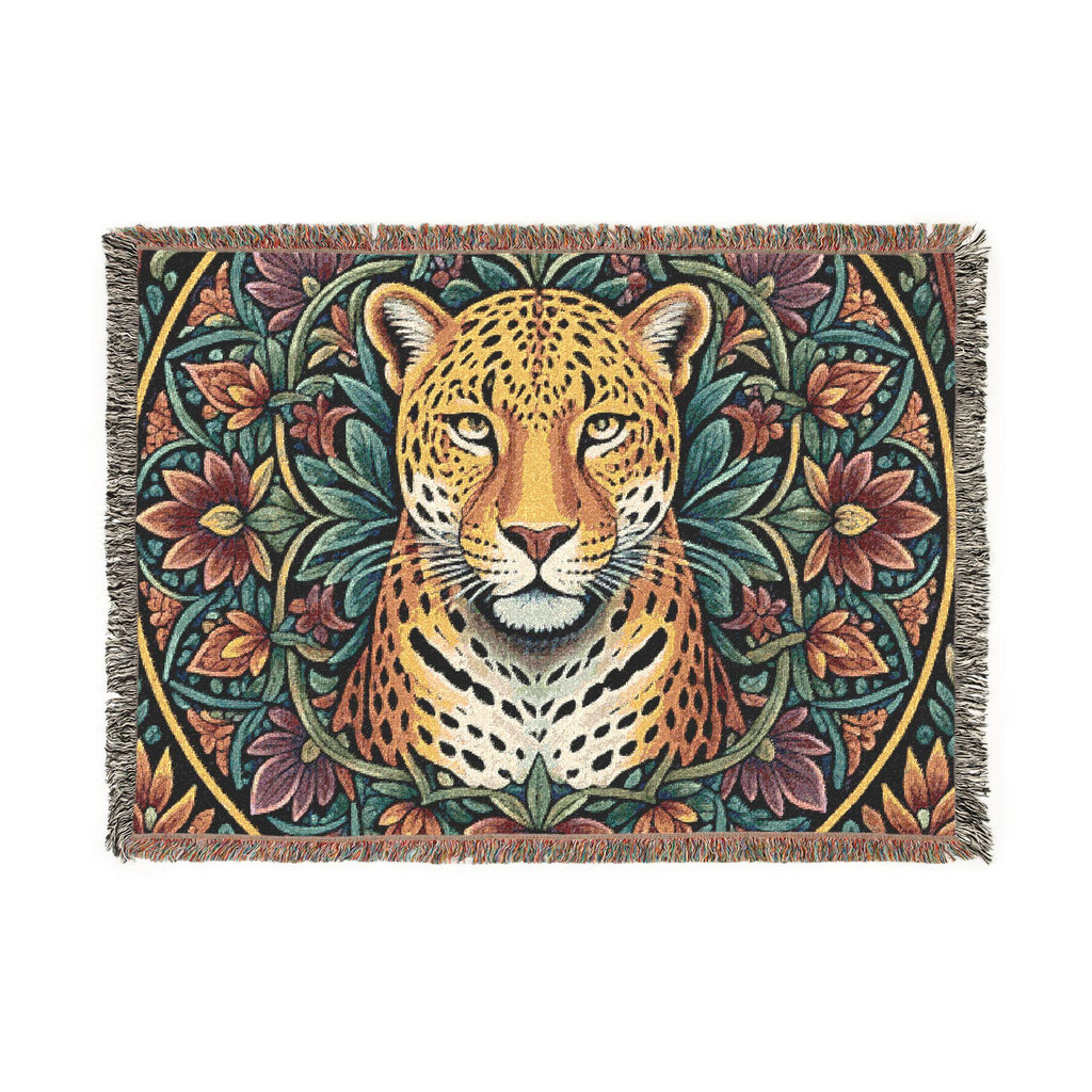 Vintage Leopard Tapestry Woven Blanket | Boho Floral Throw, Animal Wall Hanging