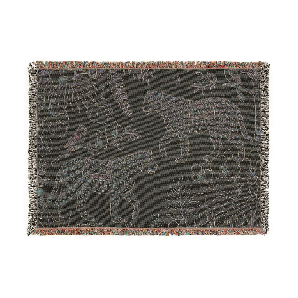 Tropical Leopard Woven Blanket I Animal Throw