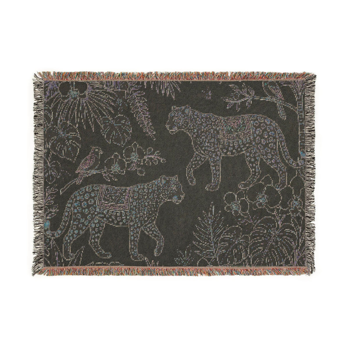 Tropical Leopard Woven Blanket I Animal Throw