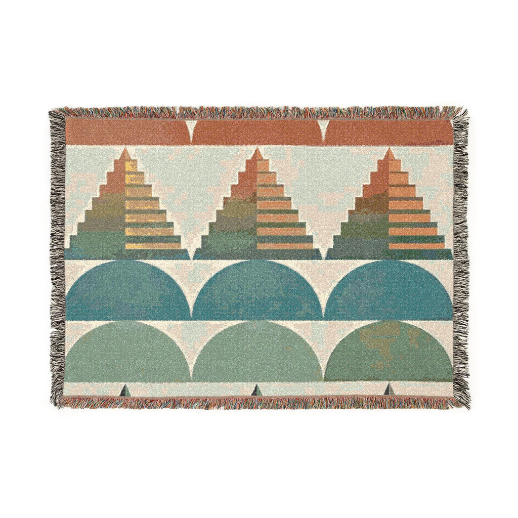 Southwest Geo Pattern Woven Blanket | Pyramid Arc Throw, Earth Tones