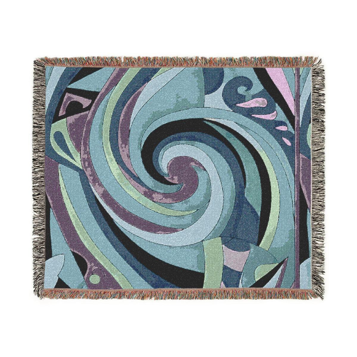 Swirling Abstract Spiral Woven Blanket | Geometric Mosaic Throw